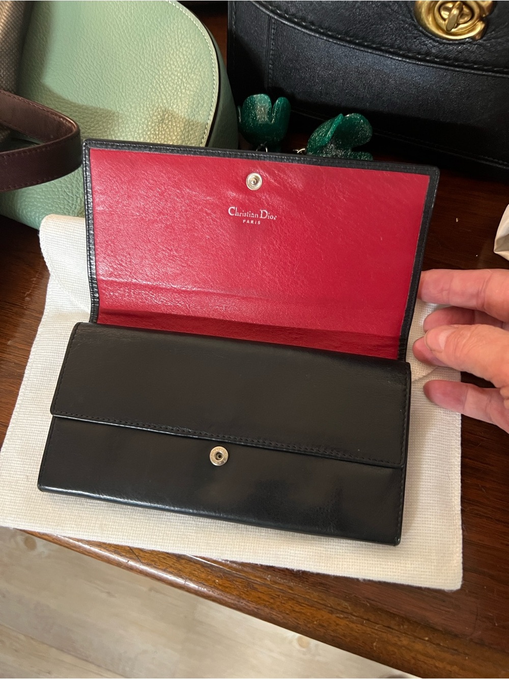 Dior Vintage Black Leather Continental Wallet with CD Emblem - Picture 3 of 8